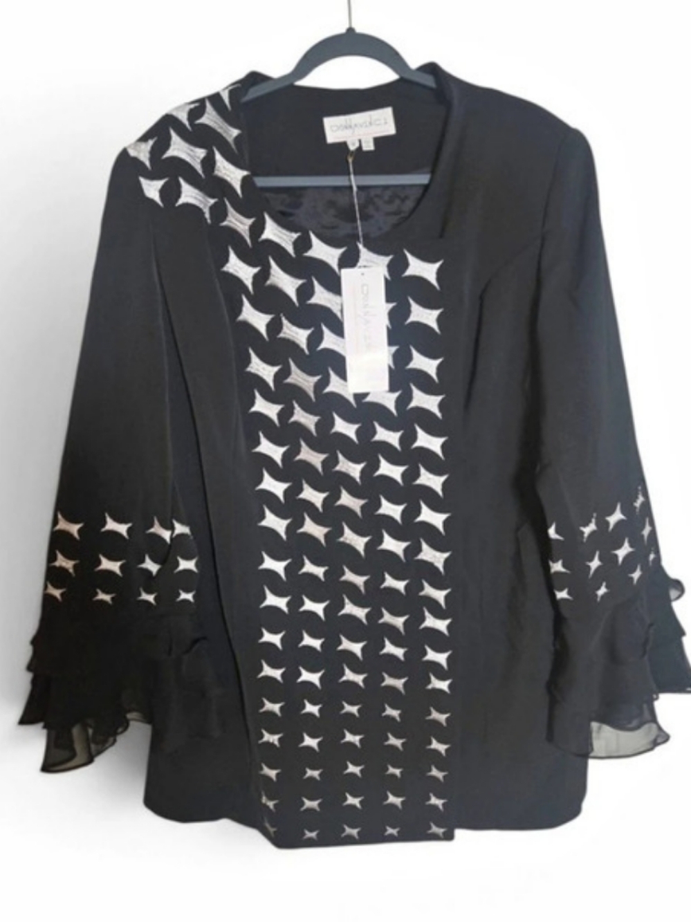 DONNAVINCI Vintage Women's Geometric Pant Suit  Black & White Size 18 NWT